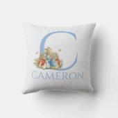 名前をカスタマイズしたジョセフィーヌうさぎとその赤ちゃんたち クッション (裏面)