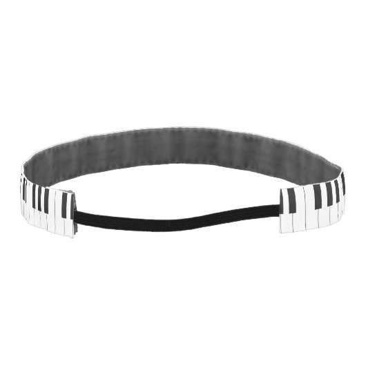 名前をカスタマイズした白黒の鍵のピアノ アスレチックヘッドバンド (裏面)
