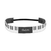 名前をカスタマイズした白黒の鍵のピアノ アスレチックヘッドバンド (正面)