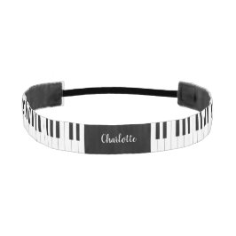 名前をカスタマイズした白黒の鍵のピアノ アスレチックヘッドバンド