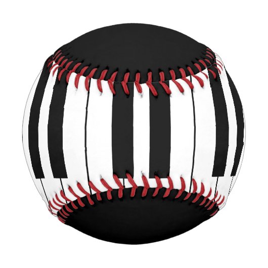 名前をカスタマイズした白黒の鍵のピアノ 野球ボール (裏面)