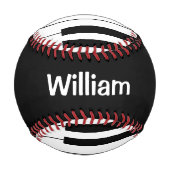 名前をカスタマイズした白黒の鍵のピアノ 野球ボール (正面)