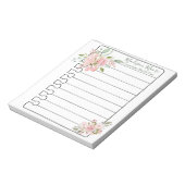 名前をカスタマイズした花のバラの植物学 ノートパッド (回転)