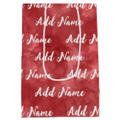 名前をカスタマイズした赤い水彩ギフトバッグ ミディアムペーパーバッグ (裏面)