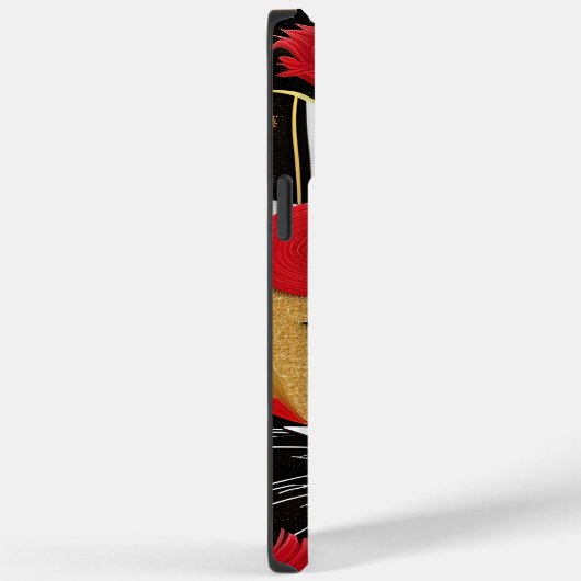 名前をカスタマイズした赤と金ゴールドの抽象芸術キツネ Case-Mate iPhoneケース (裏面 / 右)