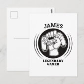 名前をカスタマイズした面白いゲームオタクの誕生日ギフト ポストカード (正面/裏面)