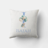 名前をカスタマイズした風船と一緒に浮かぶ赤ちゃん クッション (裏面)