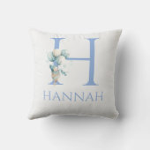 名前をカスタマイズした風船に浮かぶ赤ちゃん クッション (裏面)