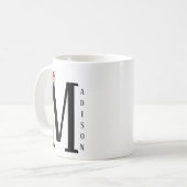 名前をカスタマイズしてマグカップ、白、黒を作成 コーヒーマグカップ (正面左)