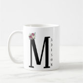 名前をカスタマイズしてマグカップ、白、黒を作成  コーヒーマグカップ (左)