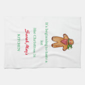 名前をカスタマイズするクリスマスキッチン キッチンタオル (横)