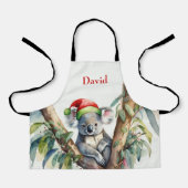 名前をカスタマイズするクリスマスコアラでグムツリー エプロン (正面)