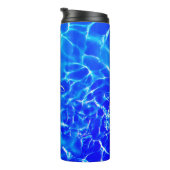 名前をカスタマイズするホワイトスクリプト、ブルーウォーター タンブラー (回転右)