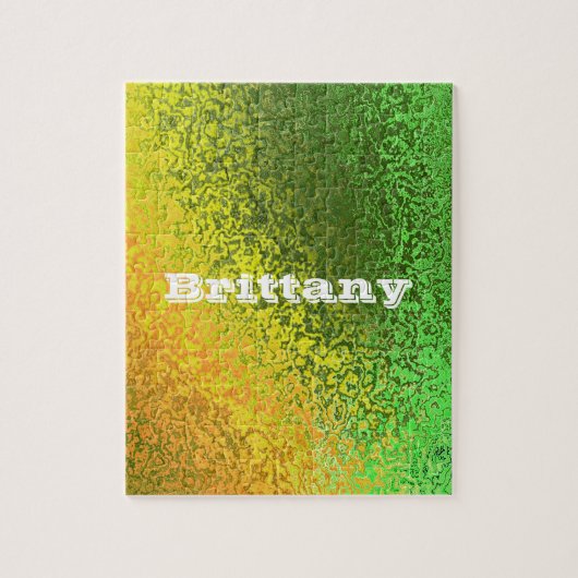 名前をカスタマイズする黄色い緑 ジグソーパズル (縦)