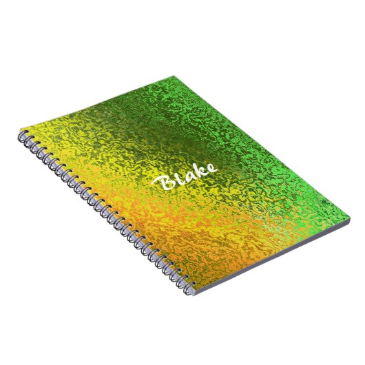 名前をカスタマイズする黄色と緑の緩和曲線の影 ノートブック (右側)