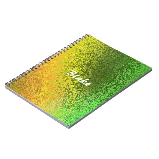 名前をカスタマイズする黄色と緑の緩和曲線の影 ノートブック (左側)