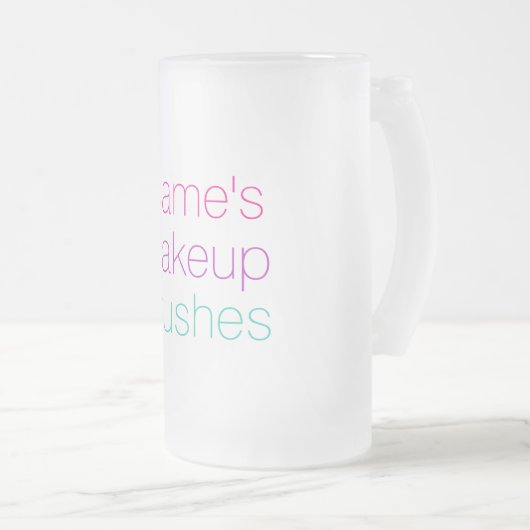 名前をカスタマイズできるメイクアップブラシホルダー フロストグラスビールジョッキ (正面右)