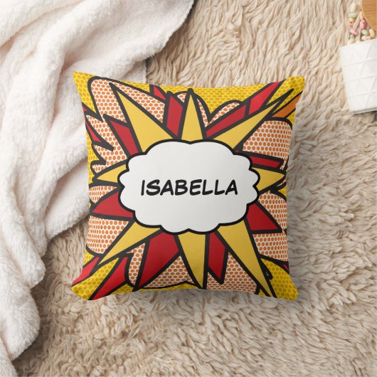 名前をカスタマイズできる楽しいモダンなクールな漫画本 クッション (ブランケット)