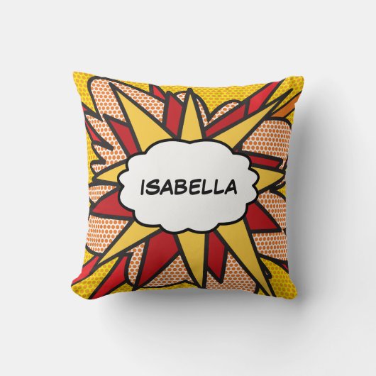 名前をカスタマイズできる楽しいモダンなクールな漫画本 クッション (正面)