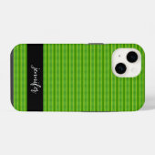 名前をカスタマイズ可能 緑の葉の模様 iPhoneケース (裏面横)