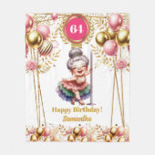 名前をカスタムするおもしろいおばあちゃんギフト赤面金ゴールド フリースブランケット (正面)