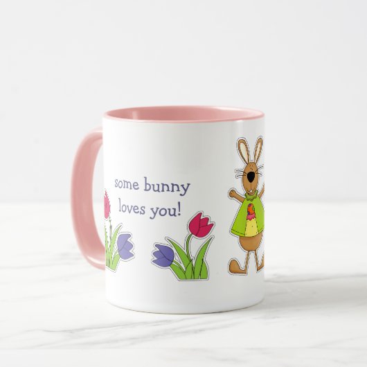 名前をカスタムするおもしろいイースターバニーギフトマグ マグカップ (正面左)