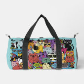 名前をカスタムするおもしろいキャッツイラストレーション ダッフルバッグ (正面)