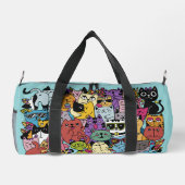 名前をカスタムするおもしろいキャッツイラストレーション ダッフルバッグ (裏面)