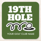 名前をカスタムするおもしろいゴルフクラブのコースター19ホール スクエアペーパーコースター (正面)