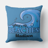 名前をカスタムするおもしろいビーチ波装飾用クッション クッション (裏面)
