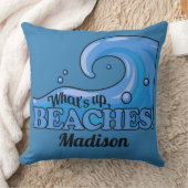 名前をカスタムするおもしろいビーチ波装飾用クッション クッション (ブランケット)