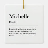 名前をカスタムするおもしろいファミリーホリデーミニマリスト セラミックオーナメント (裏面)