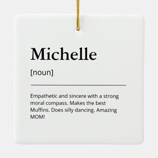 名前をカスタムするおもしろいファミリーホリデーミニマリスト セラミックオーナメント (裏面)