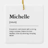 名前をカスタムするおもしろいファミリーホリデーミニマリスト セラミックオーナメント (正面)