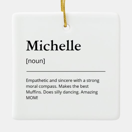 名前をカスタムするおもしろいファミリーホリデーミニマリスト セラミックオーナメント (正面)