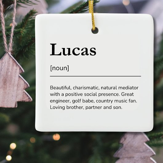 名前をカスタムするおもしろいファミリーホリデーミニマリスト セラミックオーナメント