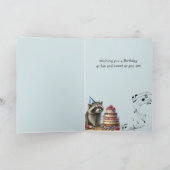 名前をカスタムするおもしろいラクーンお誕生日ケーキ カード (内部)