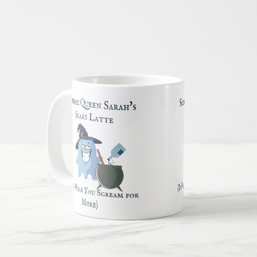 名前をカスタムするおもしろい幽霊飲料ギフト コーヒーマグカップ (正面左)