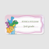 名前をカスタムするおもしろい恐竜葉、3年生 名札 (正面)