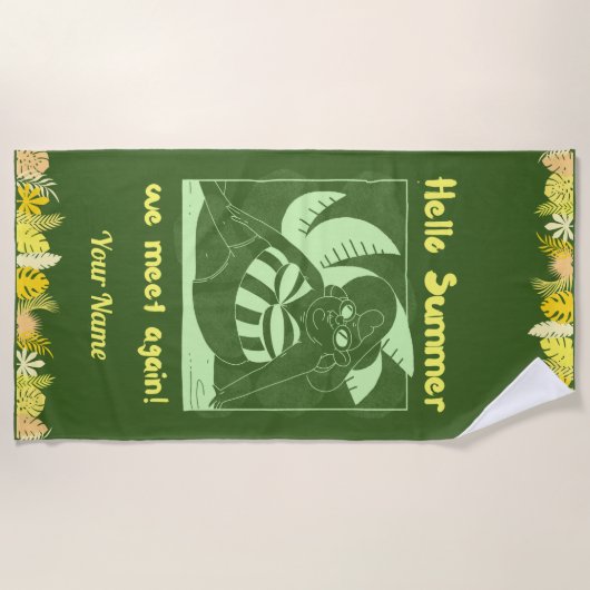 名前をカスタムするおもしろい熱帯ビーチタオル ビーチタオル (正面)