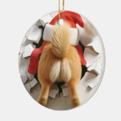 名前をカスタムするおもしろい犬ブレイキング2サイドクリスマス セラミックオーナメント (左)