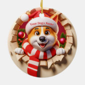 名前をカスタムするおもしろい犬ブレイキング2サイドクリスマス セラミックオーナメント (裏面)