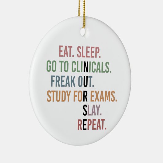 名前をカスタムするおもしろい看護学校生徒ナース セラミックオーナメント (右)