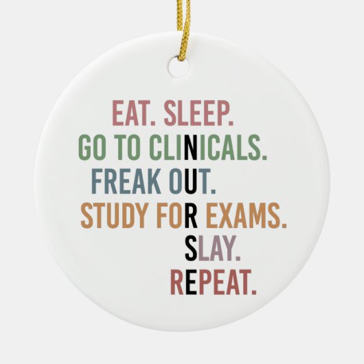 名前をカスタムするおもしろい看護学校生徒ナース セラミックオーナメント (正面)