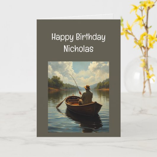 名前をカスタムするおもしろい誕生日ウィズマンフィッシュ カード (黄色い花)