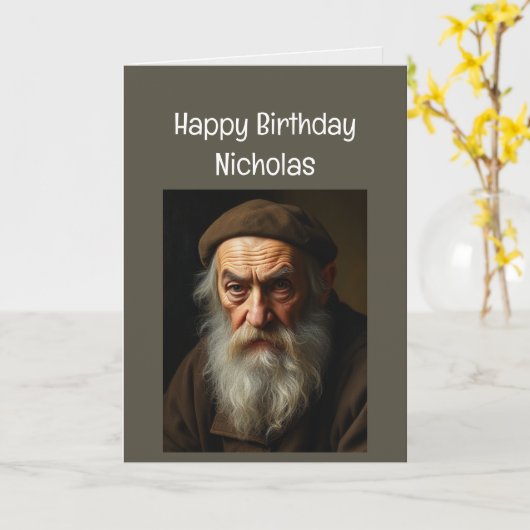 名前をカスタムするおもしろい誕生日オールドピーズクランキー カード (黄色い花)