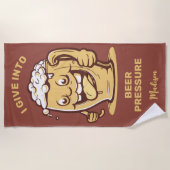 名前をカスタムするおもしろい&文字ビール ビーチタオル (正面)