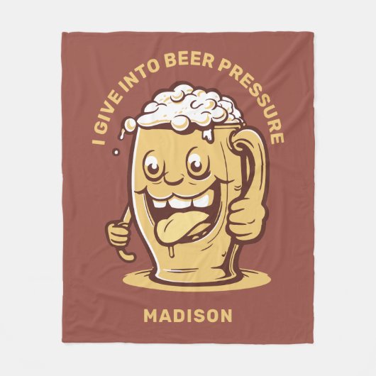 名前をカスタムするおもしろい&文字ビール フリースブランケット (正面)