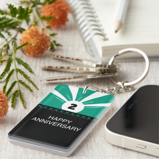 名前をカスタムするおよび年間、従業員記念日 キーホルダー (正面右)