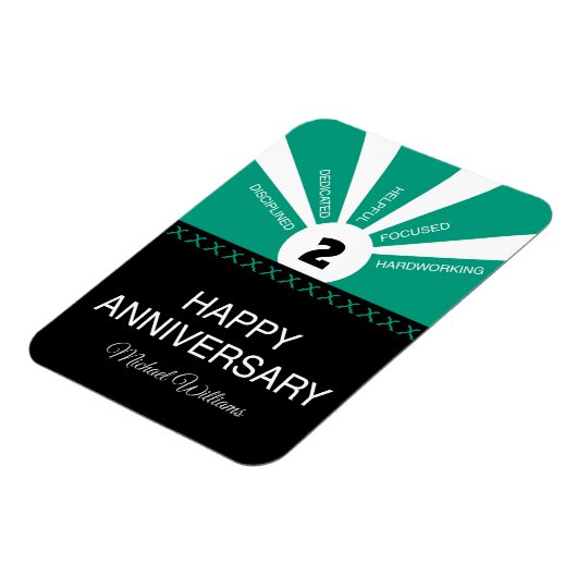 名前をカスタムするおよび年間、従業員記念日 マグネット (左側)